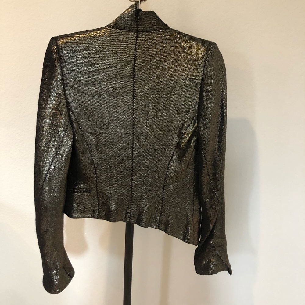 ANN DEMEULEMEESTER Gold Lame Asymmetrical Blazer - Picture 5 of 7